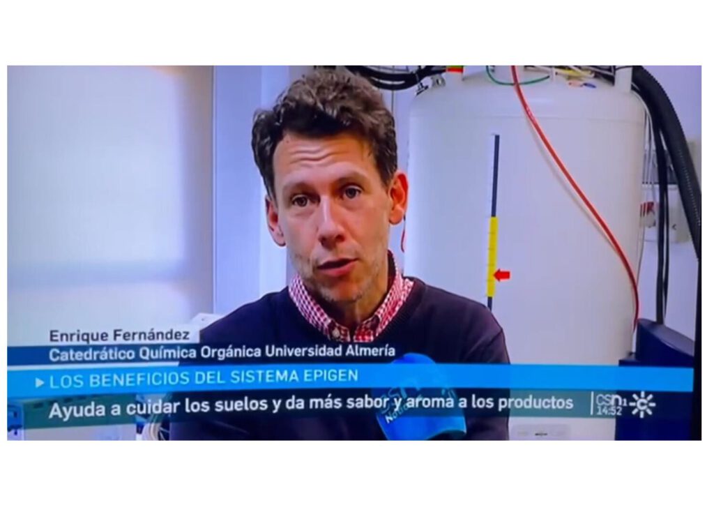 Nacho appears in Canal Sur TV News discussing how NMR helps in the differentiation of fruits and vegetables