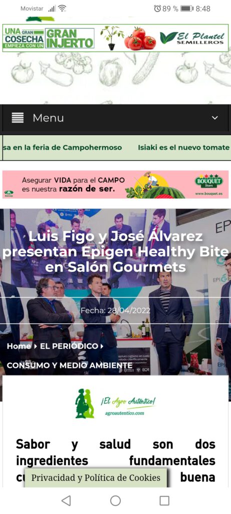 Nacho gives scientific support to «Epigen Healthy Bite» new brand in Feria Gourmet 2022 (Madrid) together with Luis Figo and José Álvarez